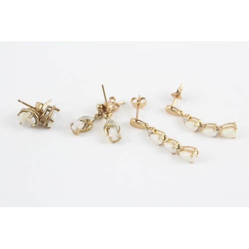 21 - 3 X 9ct Gold Opal Set Earrings (4.1g)