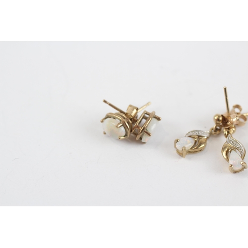 21 - 3 X 9ct Gold Opal Set Earrings (4.1g)