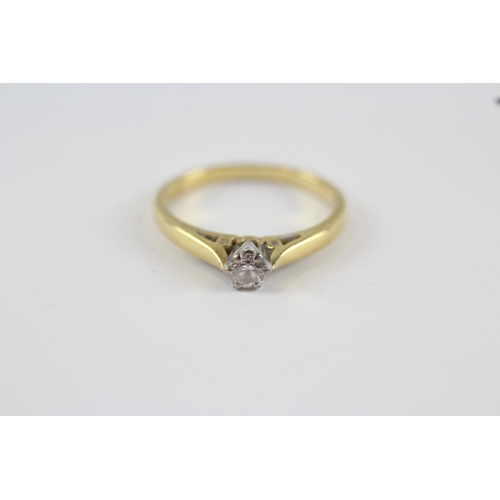 212 - 18ct gold antique diamond solitaire ring (2.4g) Size  K 1/2