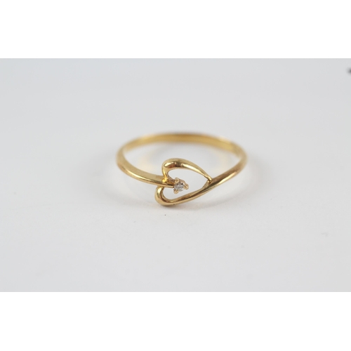 217 - 18ct gold diamond heart ring (1.3g) Size  L 1/2