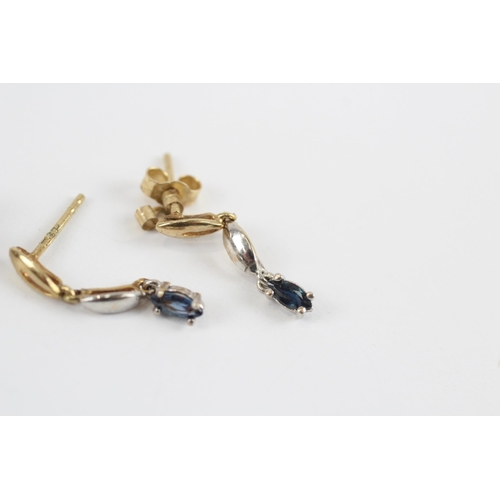 22 - 3 X 9ct Gold Sapphire Set Earrings (2.6g)