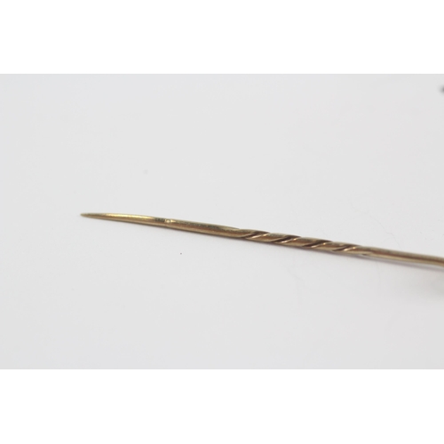 222 - 9ct gold antique diamond stick pin (1.2g)