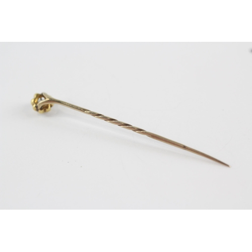 222 - 9ct gold antique diamond stick pin (1.2g)