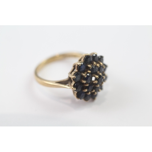 231 - 9ct gold vintage sapphire set cluster ring (3.9g) Size  L 1/2