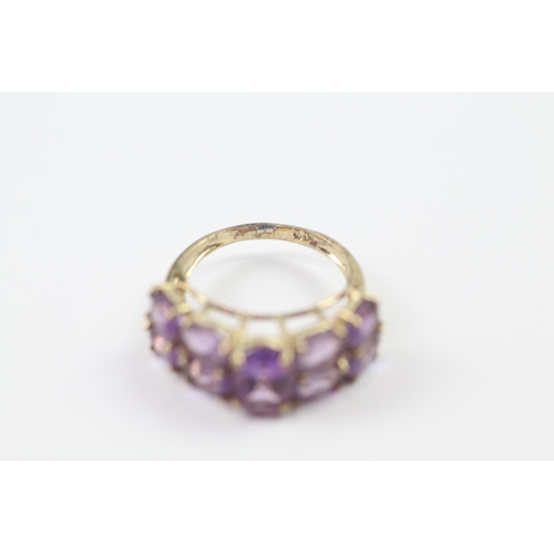 235 - 9ct gold vintage amethyst set cocktail ring (3.2g) Size  L 1/2