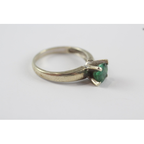 245 - 9ct white gold vintage emerald solitaire ring (3.5g) Size  N