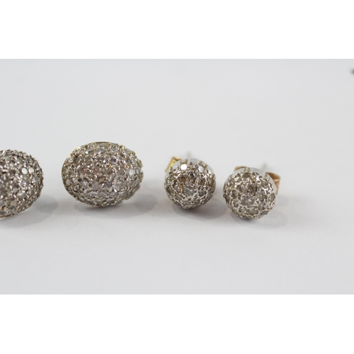 265 - 2 x 9ct gold diamond bombe stud earrings (4.1g)