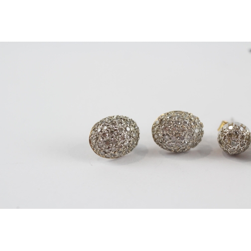 265 - 2 x 9ct gold diamond bombe stud earrings (4.1g)