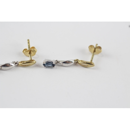 272 - 2 x 9ct gold vintage diamond and sapphire set drop earrings (2.5g)