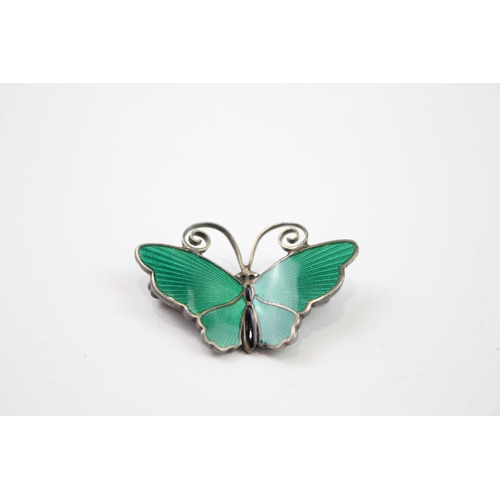 279 - Silver enamel butterfly brooch by maker Norwegian maker David Anderson (4g)