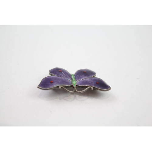 280 - Silver enamel butterfly brooch by maker John Atkins & Sons (3g)