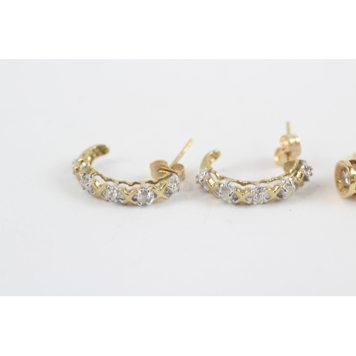 29 - 3 X 9ct Gold Diamond Set Earrings (4.1g)