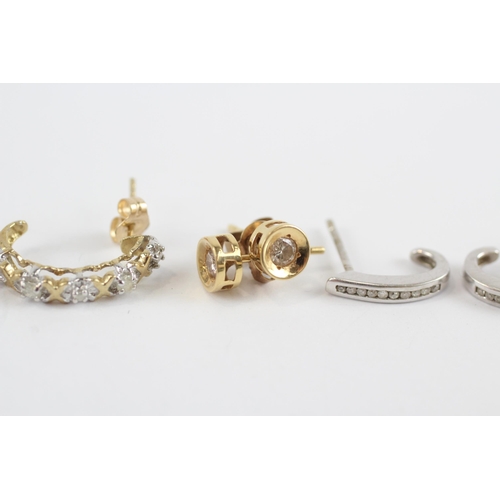 29 - 3 X 9ct Gold Diamond Set Earrings (4.1g)