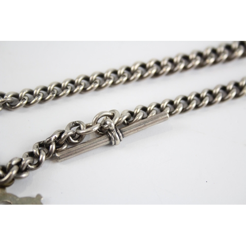 290 - Silver antique watch chain with fob (57g)