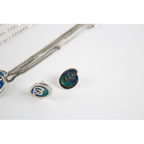 308 - A collection of silver enamel jewellery by maker Malcolm Gray including set (12g)