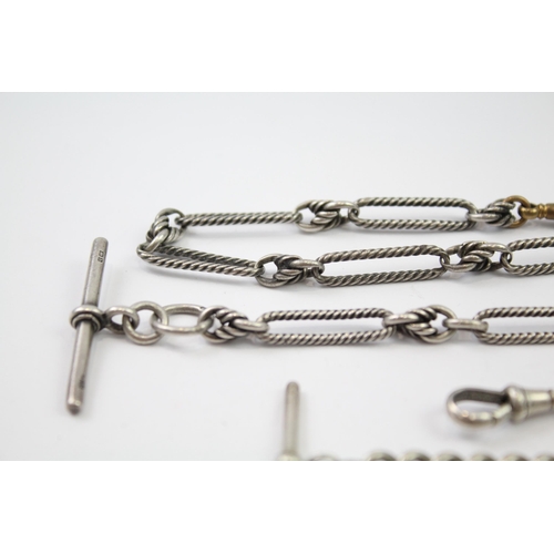 324 - Two silver antique watch chains (53g)