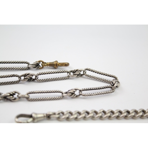 324 - Two silver antique watch chains (53g)