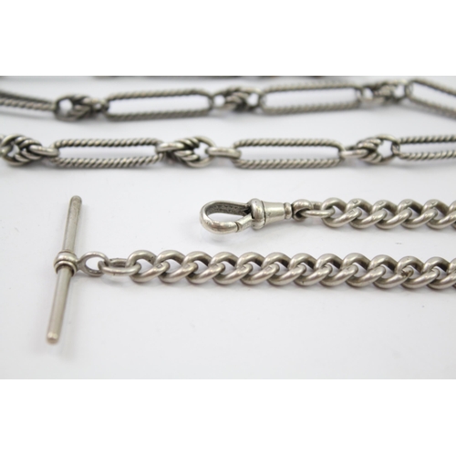 324 - Two silver antique watch chains (53g)