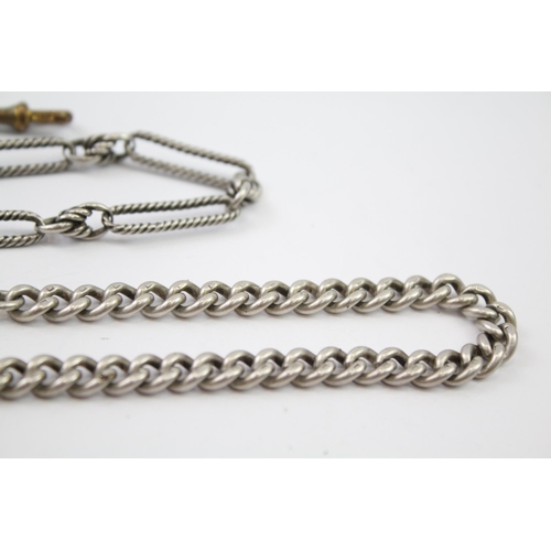 324 - Two silver antique watch chains (53g)