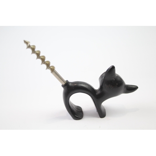 351 - Brass 1950s Novelty Cat Corkscrew