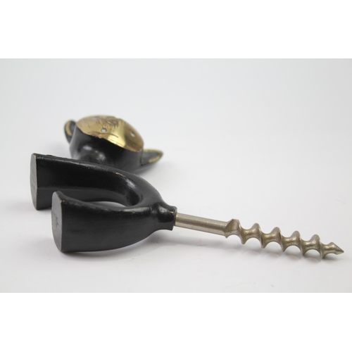 351 - Brass 1950s Novelty Cat Corkscrew