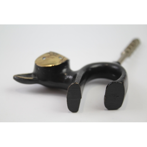 351 - Brass 1950s Novelty Cat Corkscrew