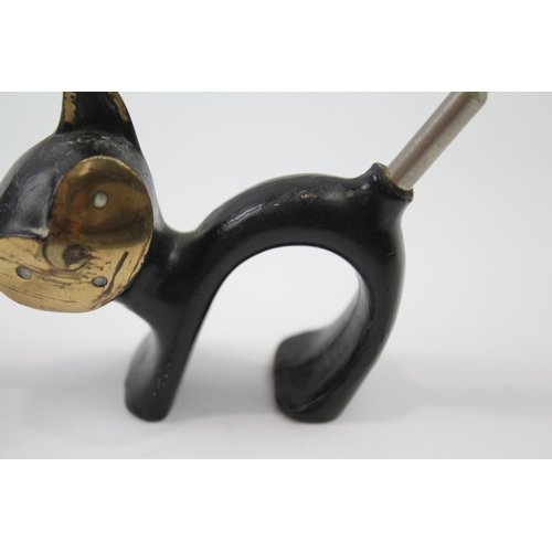 351 - Brass 1950s Novelty Cat Corkscrew