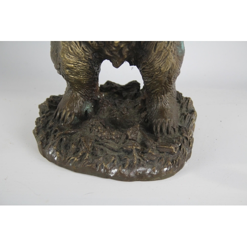 353 - Antique Bronze Bear Eating A Bunch of Berries Large (2878g)