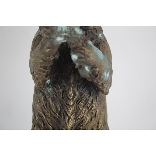 353 - Antique Bronze Bear Eating A Bunch of Berries Large (2878g)