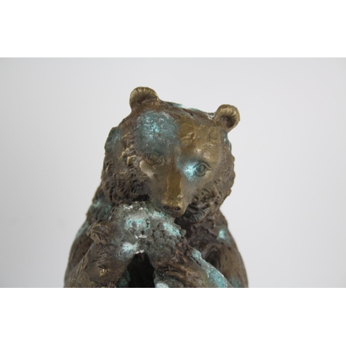 353 - Antique Bronze Bear Eating A Bunch of Berries Large (2878g)