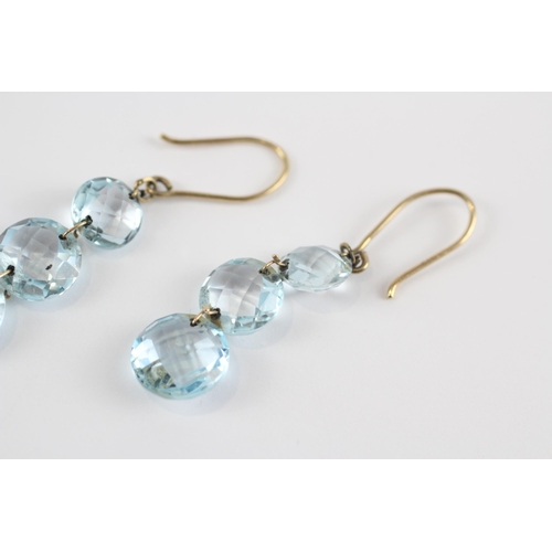 36 - 9ct Gold Blue Topaz Drop Earrings (3g)