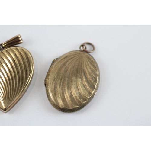 38 - 2 X 9ct Gold Back & Front Locket Pendants Inc. Heart (7.9g)