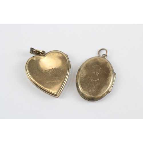 38 - 2 X 9ct Gold Back & Front Locket Pendants Inc. Heart (7.9g)