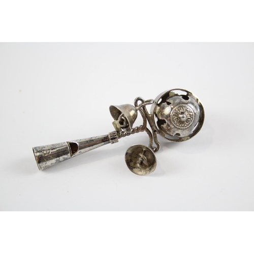 381 - Antique / Vintage .950 SILVER Baby Rattle / Whistle (20g)