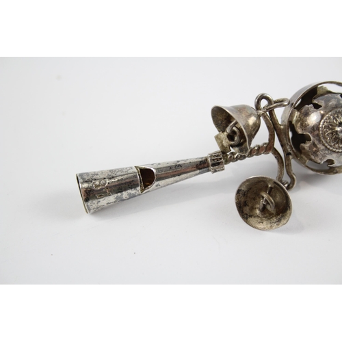 381 - Antique / Vintage .950 SILVER Baby Rattle / Whistle (20g)