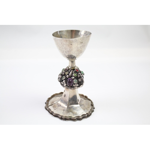 385 - Antique Arts & Crafts 1908 London Sterling Silver Chalice / Goblet (209g)