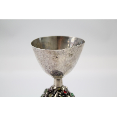 385 - Antique Arts & Crafts 1908 London Sterling Silver Chalice / Goblet (209g)