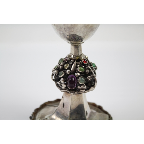 385 - Antique Arts & Crafts 1908 London Sterling Silver Chalice / Goblet (209g)