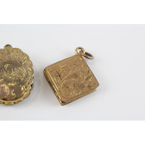 40 - 2 X 9ct Gold Back & Front Antique Locket Pendants (12.9g)