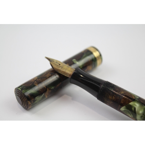 463 - Vintage WATERMAN Ideal Green FOUNTAIN PEN w/ 14ct Gold Nib WRITING