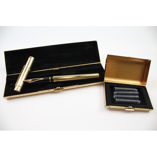 467 - Vintage SHEAFFER Targa Imperial Brass FOUNTAIN PEN w/ 14ct Gold Nib WRITING