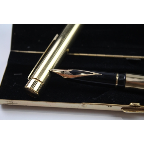 467 - Vintage SHEAFFER Targa Imperial Brass FOUNTAIN PEN w/ 14ct Gold Nib WRITING