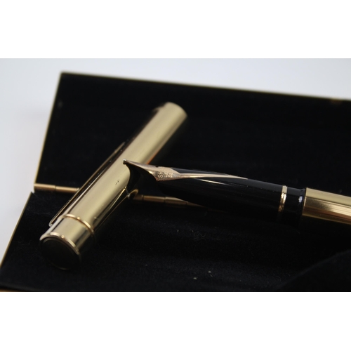 468 - Vintage SHEAFFER Targa Imperial Brass FOUNTAIN PEN w/ 14ct Gold Nib WRITING