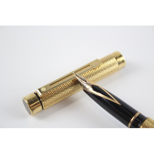 469 - Vintage SHEAFFER Targa Gold Plate FOUNTAIN PEN w/ 14ct Gold Nib WRITING