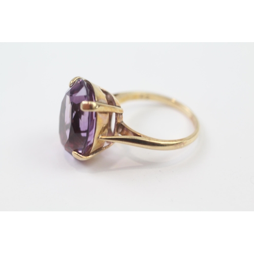 48 - 9ct Gold Amethyst Solitaire Dress Ring (5.3g) Size  N