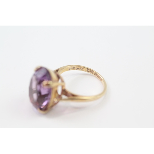 48 - 9ct Gold Amethyst Solitaire Dress Ring (5.3g) Size  N