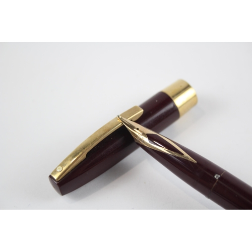 480 - Vintage SHEAFFER Imperial Burgundy FOUNTAIN PEN w/ 14ct Gold Nib WRITING