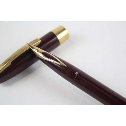 480 - Vintage SHEAFFER Imperial Burgundy FOUNTAIN PEN w/ 14ct Gold Nib WRITING