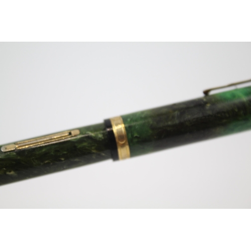 494 - Vintage WATERMAN Ideal Green Lacquer Fountain Pen w/ 14ct Gold Nib WRITING