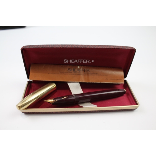 495 - Vintage SHEAFFER PFM Pen For Men Burgundy FOUNTAIN PEN w/ 14ct Gold Nib Etc